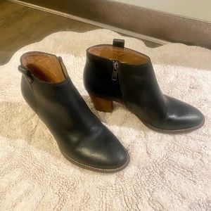 Madewell Billie Ankle Boot Black Leather Stacked Heel Western